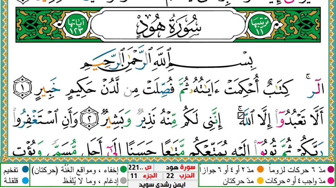 سورة هود مكتوبة - بصوت الشيخ أيمن سويد